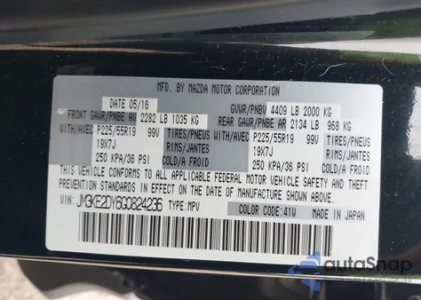 2016 Mazda Cx-5 Grand Touring z USA, uszkodzony, nr VIN JM3KE2DY6G0824236